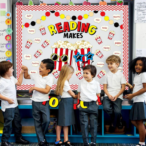 Popcorn Cutouts - Popcorn Theme Classroom Bulletin Board Decorations, Reading Makes You Pop Themed Birthday Party