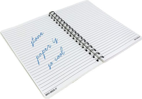 Onyx and Green Notebook, 3 x 5 Inches, Side Coil, 75 Ruled Sheets, Stone Paper