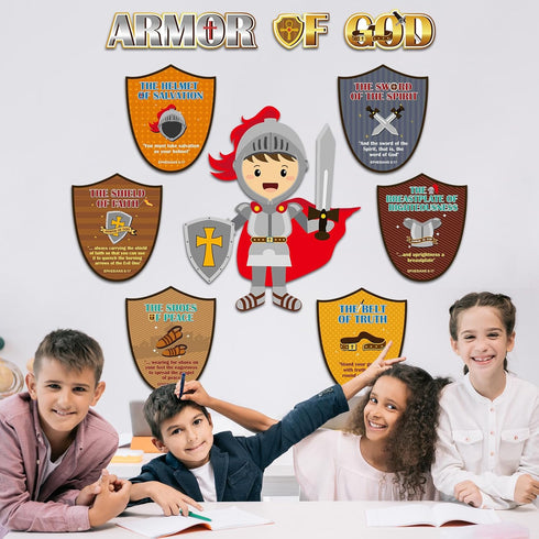 gisgfim Armor of God Bulletin Board Decorations, Christian Bible Verse Cutouts for Classroom Decor