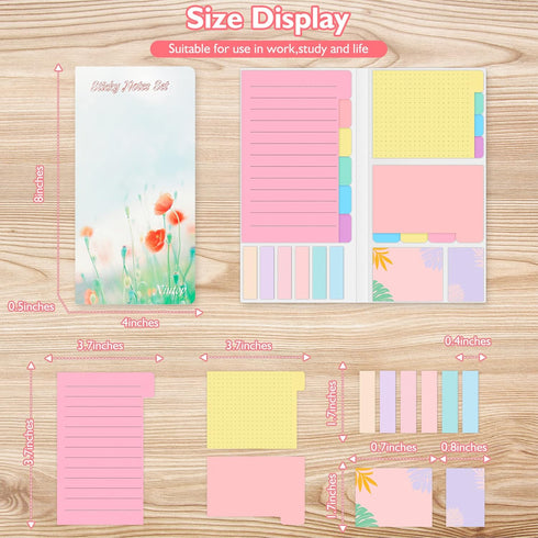 Sticky Notes Set, Post Self-Stick Notes Pads for Journaling, Office Supplies, College Essentials for High School