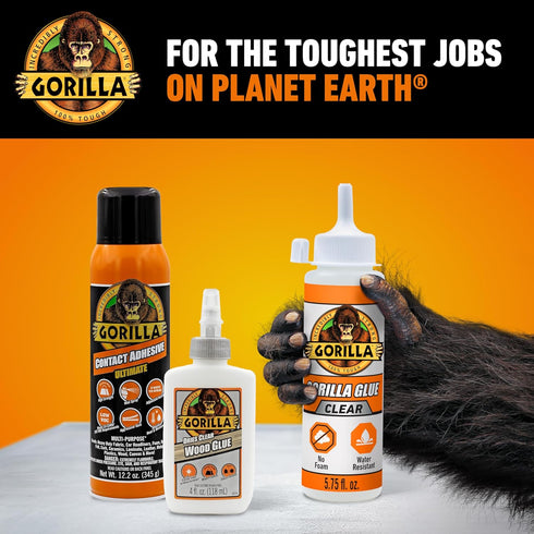 Gorilla Clear Glue, 5.75 Ounce Bottle - Crystal Clear, All Purpose, Water Resistant