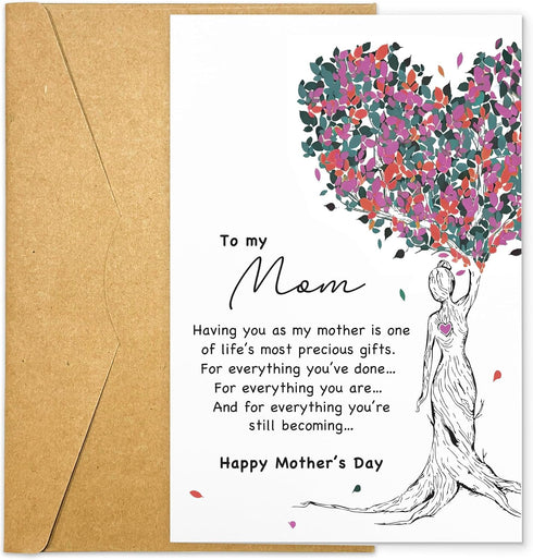 DINIZON Happy Mothers Day Card for Mom, Sentimental Greeting Card with Message for