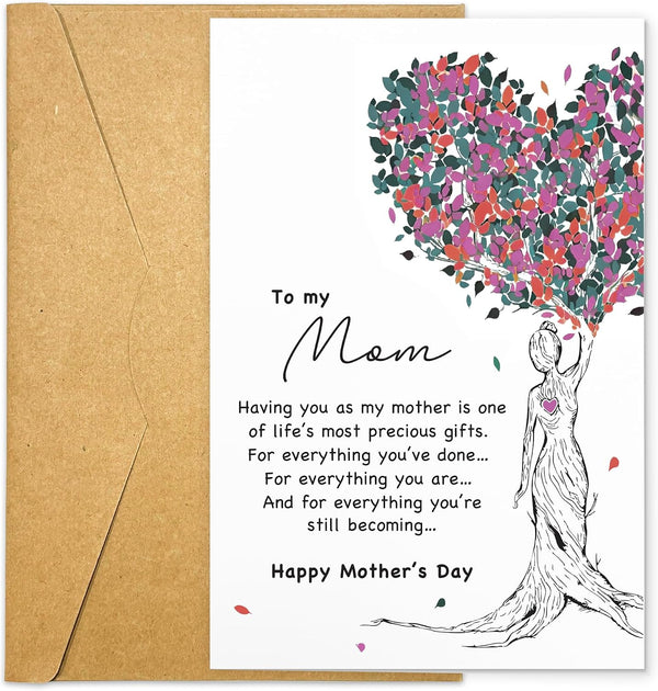 DINIZON Happy Mothers Day Card for Mom, Sentimental Greeting Card with Message for