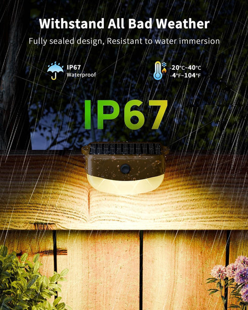 50ft,15 Lighting,IP67 Solar Fence Lights with Remote Control Multi Colors Solar Powered Outdoor Step Waterproof Led
