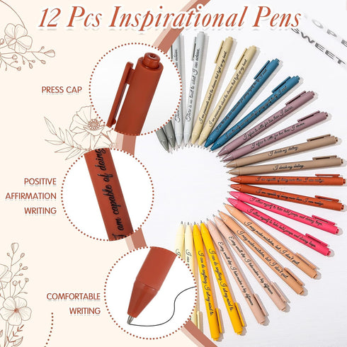Mooliwe 12 Set/24 Set Pcs Positive Affirmation Gift Gratitude Notebooks with Pens Small Bags Motivational Encouragement