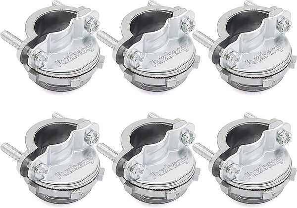 6PCS 1 inch NM Cable Clamp Connectors for Metallic Conduit Protect Cables, Silver Type