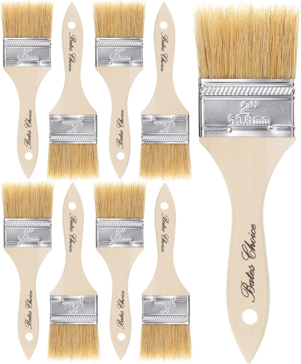 Bates Chip Paint Brushes, 2 Inch, 9 Pack, Natural Bristle Paint Brushes for Painting and Staining