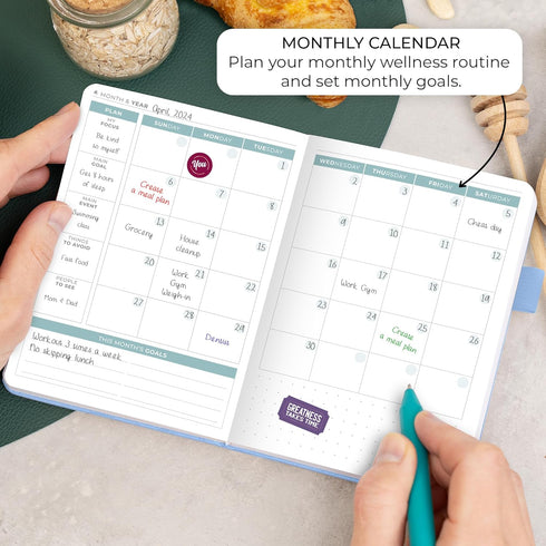 Clever Fox Food Journal Pocket - Daily Food Diary and Meal Planner to Track Calories & Nutrients, Light Blue