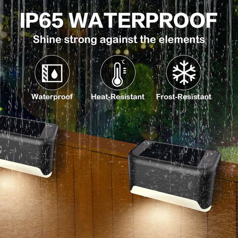 BKBB PPBB 16 Solar Deck Lights Outdoor, Pcs Solar Step Lights, Waterproof LED Solar Lights for Outdoor Stairs, Step