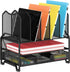 Simple Trending Mesh Desk File Organizer, Desktop Storage with Sliding Drawer, Double Tray, and 5 Upright Sections