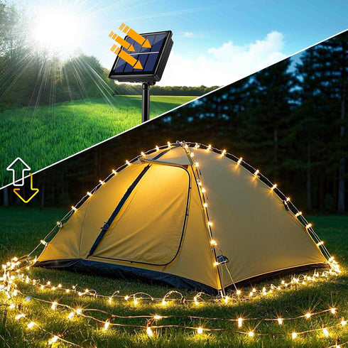 66FT 200 8 Solar Christmas Lights Outdoor Waterproof, Total LED String Lights for Outside with Modes Clear Wire String