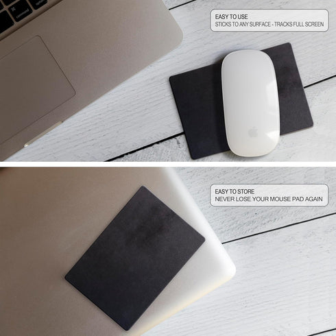 Mouse Pad with Adhesive Bottom, Sticks to Any Surface, Portable with Webcam Covers and Screen Cleaner Included (Blank