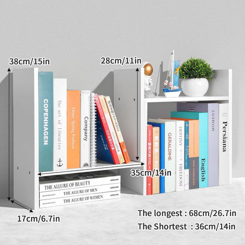 CITLOW Desktop Shelf Organizer - Adjustable Wood Desktop Bookshelf, Table Top Shelves, Desk Book Organizer for Office