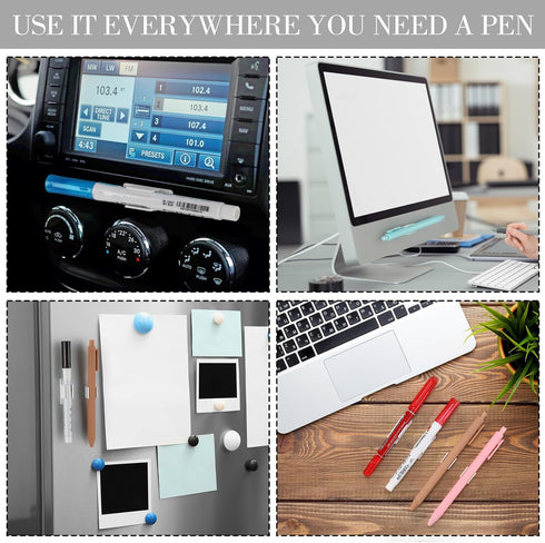 Outus 20 Pieces White Pen Holder Clip, 2 Sizes Adhesive for Desk Paint Brush Wall Computer Car