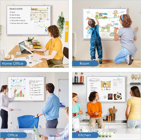 Double Sided White Board Dry Erase, 20 x 30 Inch Magnetic Dry Erase Board for Wall, Aluminum Frame Wall-Mounted or