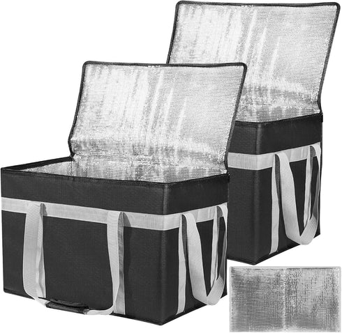 CIFMORE XXXL 2 Pack Insulated Food Delivery Bag with Removable Hard Bottom, Reusable