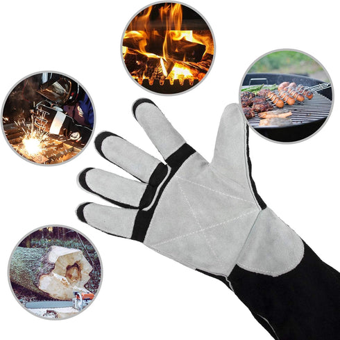 YESWELDER 16 Inches Leather Forge MIG Welding Gloves, 932?, Kevlar Stitching, Heat/Fire Resistant
