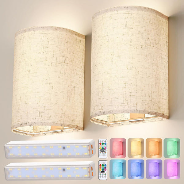 OCATO Battery Operated Wall Sconce: Wireless Wall Sconces Set of Two Magnetic