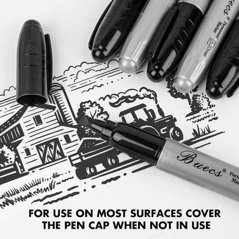 King Size Permanent Markers, 40 Count Black Jumbo Waterproof & Smear Proof Markers for Office Supplies