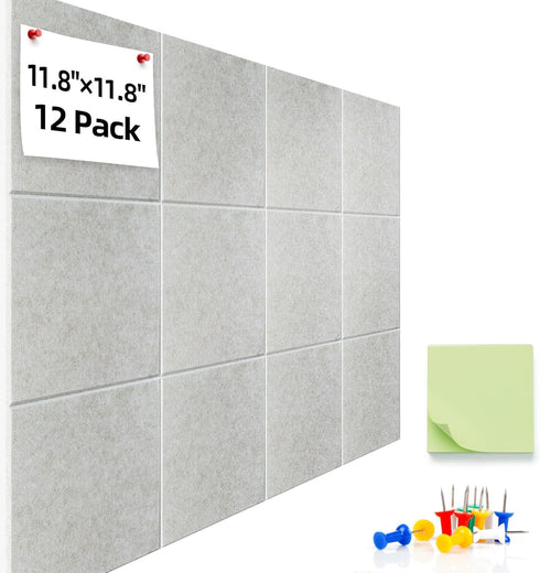Large Cork Board for Walls, 47"x35" Bulletin Board, 12 Pack White Felt Wall Tiles