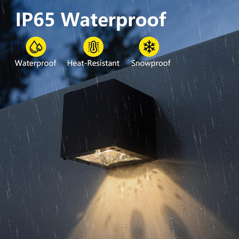 Mailbox, 2 Pack Solar Wall Lights Outdoor Waterproof Solar Fence Light LED Downlights with Warm White & RGB Modes
