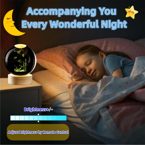 Conalisk 3D Light,16 Light,Dimmable Underwater World Crystal Ball Lamp,Lifelike LED Fish Crystal Night Colors Changing