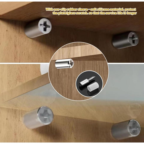 DIELLY 48 Pack (48) Self Tapping Screws Cabinet Laminate Support, Shelf Pins with Non-Slip Sleeve, Cabinet Shelf Pegs