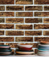 Y633 Rustic Brick Wallpaper, Peel and Stick, 17.7" x 9.8ft, Brown Self-Adhesive Contact Paper for Home Decor