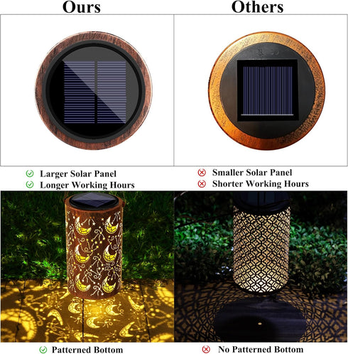 Toodour Solar Lantern Outdoor, Hanging Solar Outdoor Lights Garden Decor, Waterproof Hollow Out Retro Metal Moon