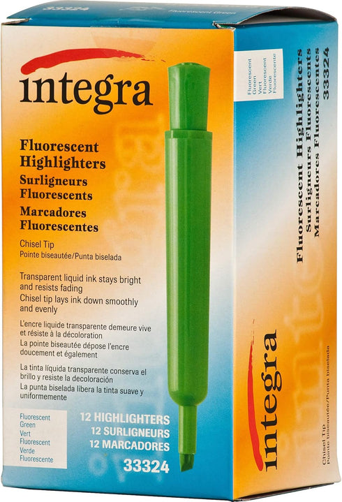 Integra Desk Highlighter - Chisel Tip - Fluorescent Green (ITA33324)
