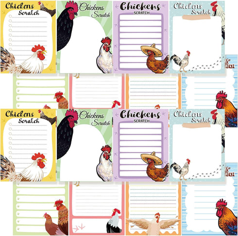 PerKoop 16 Pieces Funny Chickens Sticky To Do Notepad, Chicken Scratch Gifts for Farm Lovers, 3 x 4 Inch, 480 Pack