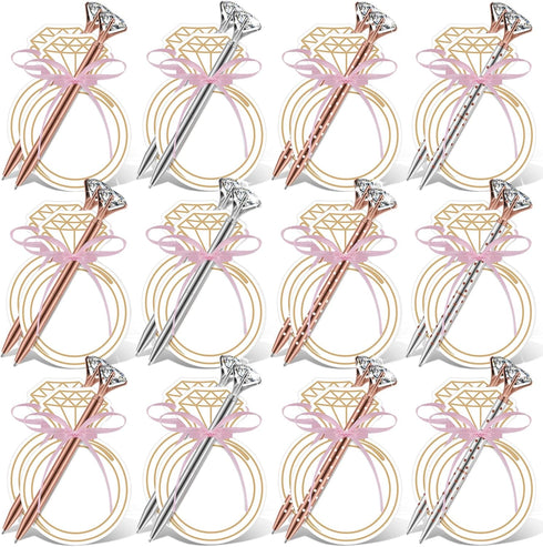 Fuutreo 24 Pack Diamond Ring Sticky Notes - Memo Pad with Big Diamond Pens for Wedding Gift Supplies