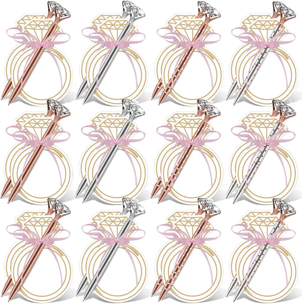 Fuutreo 24 Pack Diamond Ring Sticky Notes - Memo Pad with Big Diamond Pens for Wedding Gift Supplies