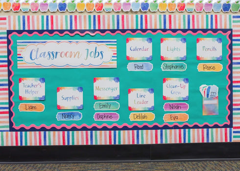 Watercolor - Classroom Jobs Mini Bulletin Board