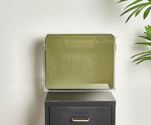 Acrylic File Holder - Clear Hanging File Organizer Box, Modern Acrylic File Folder Organizer, Lucite Hanging File Crate