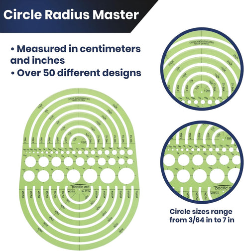 Pacific Arc Circles Radius Master Template Guide, 36 Perfect Circles from 1/2 Inch to 3 3/4 Inch Radius