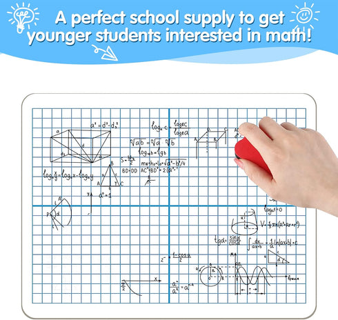 XY Axis Graph Dry Erase Board, 9" x 12" Double-Sided Coordinate Grid for Classroom and Home