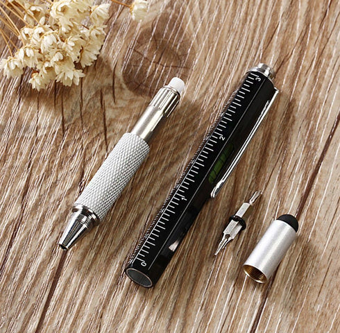 Multi-word 6 in 1 Multi Function Tool Ballpoint Pen with Ballpoint, Ruler, Screwdriver, Flat Head, Touch-Screen Pen, 3