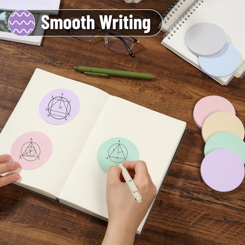 Mr. Pen- Round Sticky Notes, 12 Pads, 720 Sheets, Pastel Color, 2.8" x 2.8"
