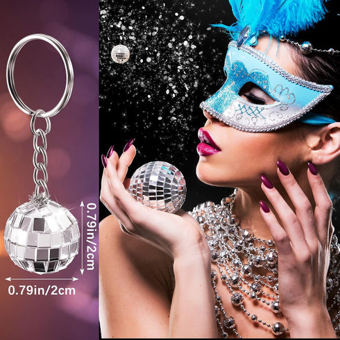 Henoyso 36 Pcs Mirror Disco Ball Keychain, Mini 70s Disco Keychain for Party Favors and Decorations
