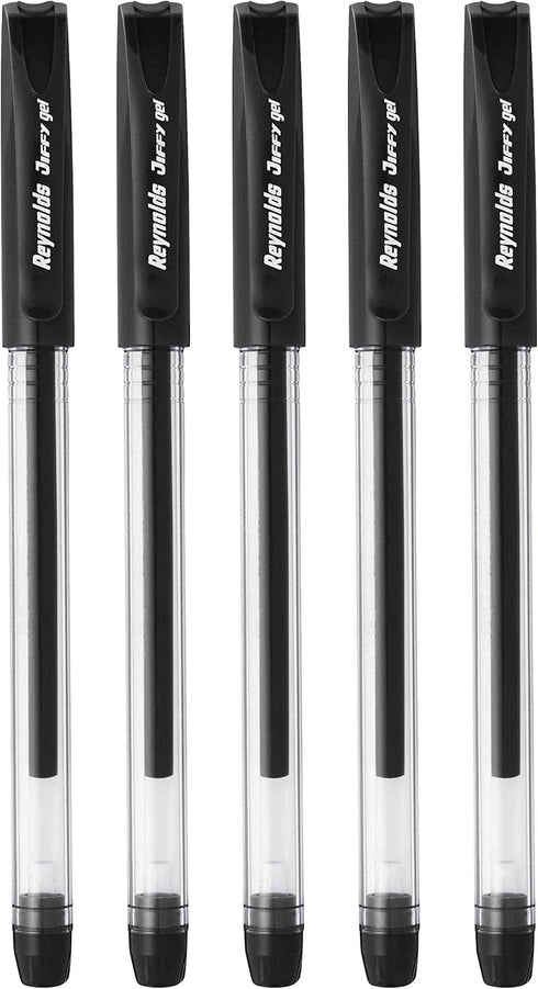 Reynolds Jiffy 0.5mm Needle Point Gel Pens, Black Ink, Pack of 40 (Ship From India)
