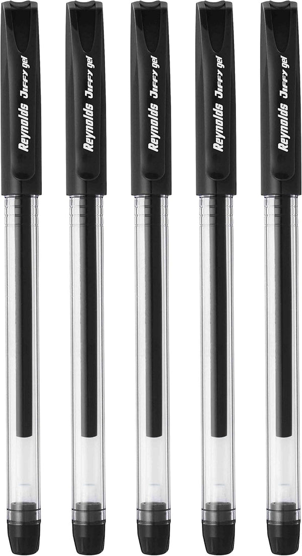 Reynolds Jiffy 0.5mm Needle Point Gel Pens, Black Ink, Pack of 40 (Ship From India)