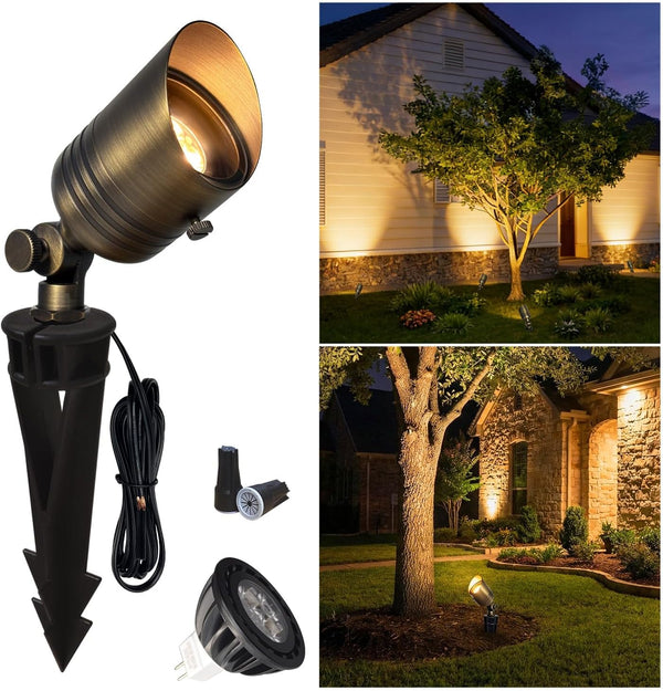 COLOER Brass Outdoor Spotlights, 12V LED Low Voltage Landscape Lighting with 5W