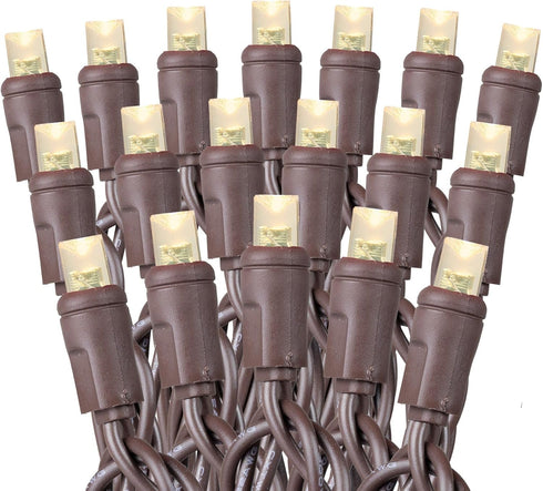 70 Warm White Wide Angle LED Mini Lights on Brown Wire 24