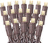 70 Warm White Wide Angle LED Mini Lights on Brown Wire 24