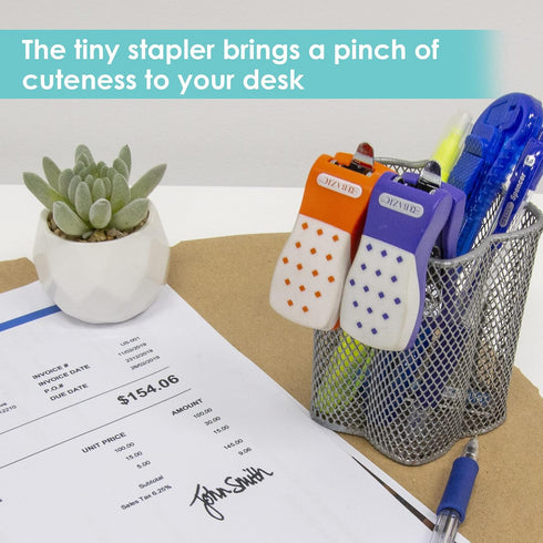 BAZIC Mini Stapler with 500 Staples, Built-in Staple Remover, Soft Grip, Portable Small Staplers for Home Office