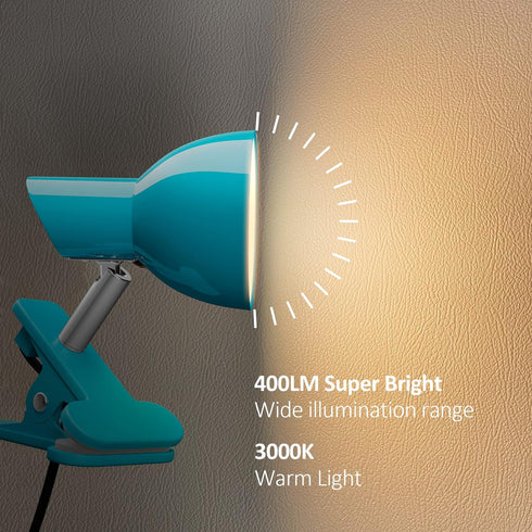 LED Clip lamp,5W Super Bright Desk Light, 330 Rotation Small Lamp with Clamp on Desk/Table/Bed Headboard/Cupboard Home Lighting, Modern and Save Space Illumination Powerful Lamp Blue by TOPMB