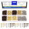 Glarks 1600Pcs Small Tiny Nails Kit, Wooden Screw Nail Gold Silver Bronze, 1x6mm, 1x8mm, 1x10mm Mini Nails for DIY