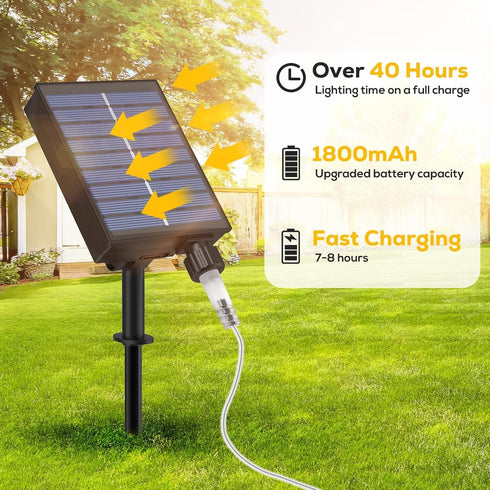 66FT 200LED 1800mAh IP67 8 ICRGB Solar Pool Lights for Above Ground, Solar Rope Lights Outdoor, Waterproof Blue String