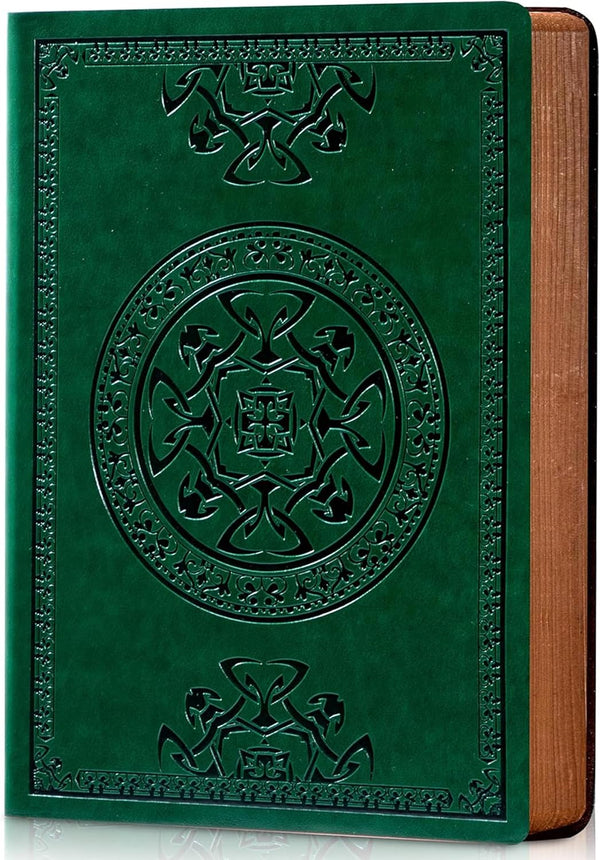 CAGIE Leather Vintage Journal for Men: Soft Cover Lined Pages, 180 Lay Flat Writing Travel Diary, Dark Green